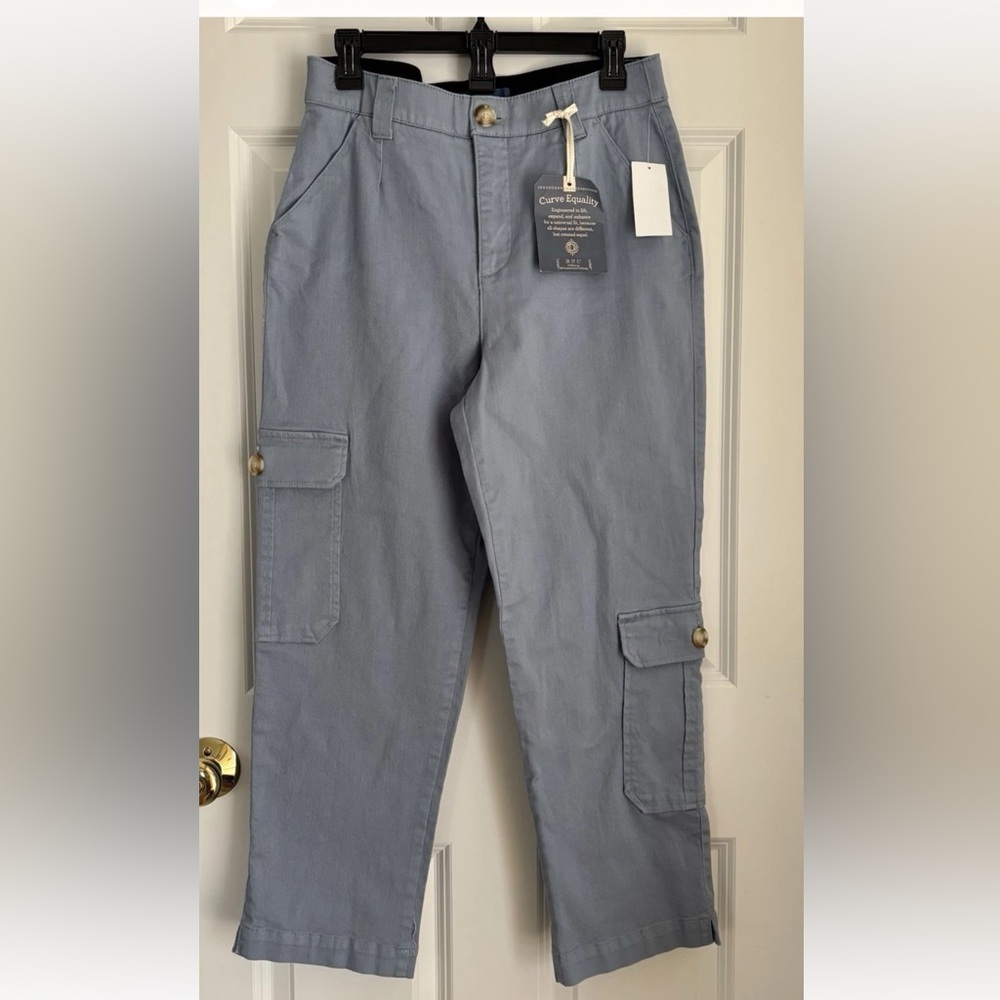 Democracy Ab Solution Skyrise Women's Pants Straight Leg Blue Size 10 Crop